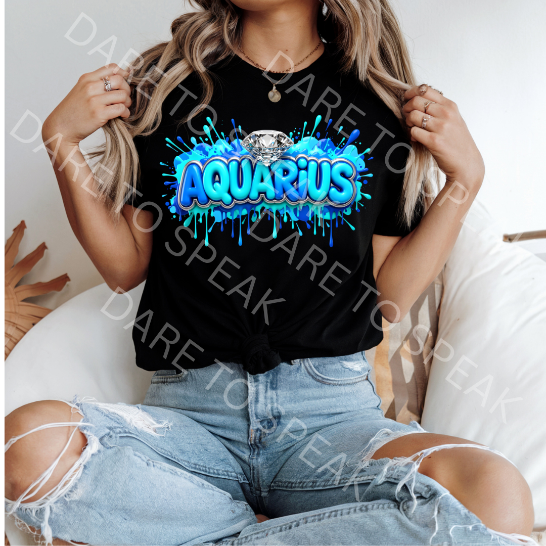 Aquarius Graffiti Neon T-shirt mockup