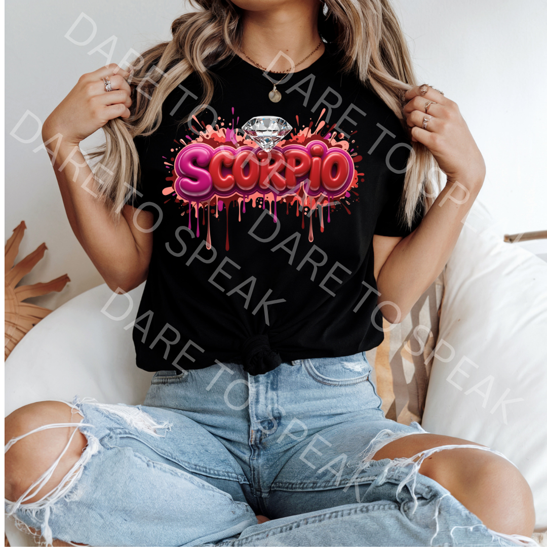 Scorpio Graffiti Neon T-shirt mockup