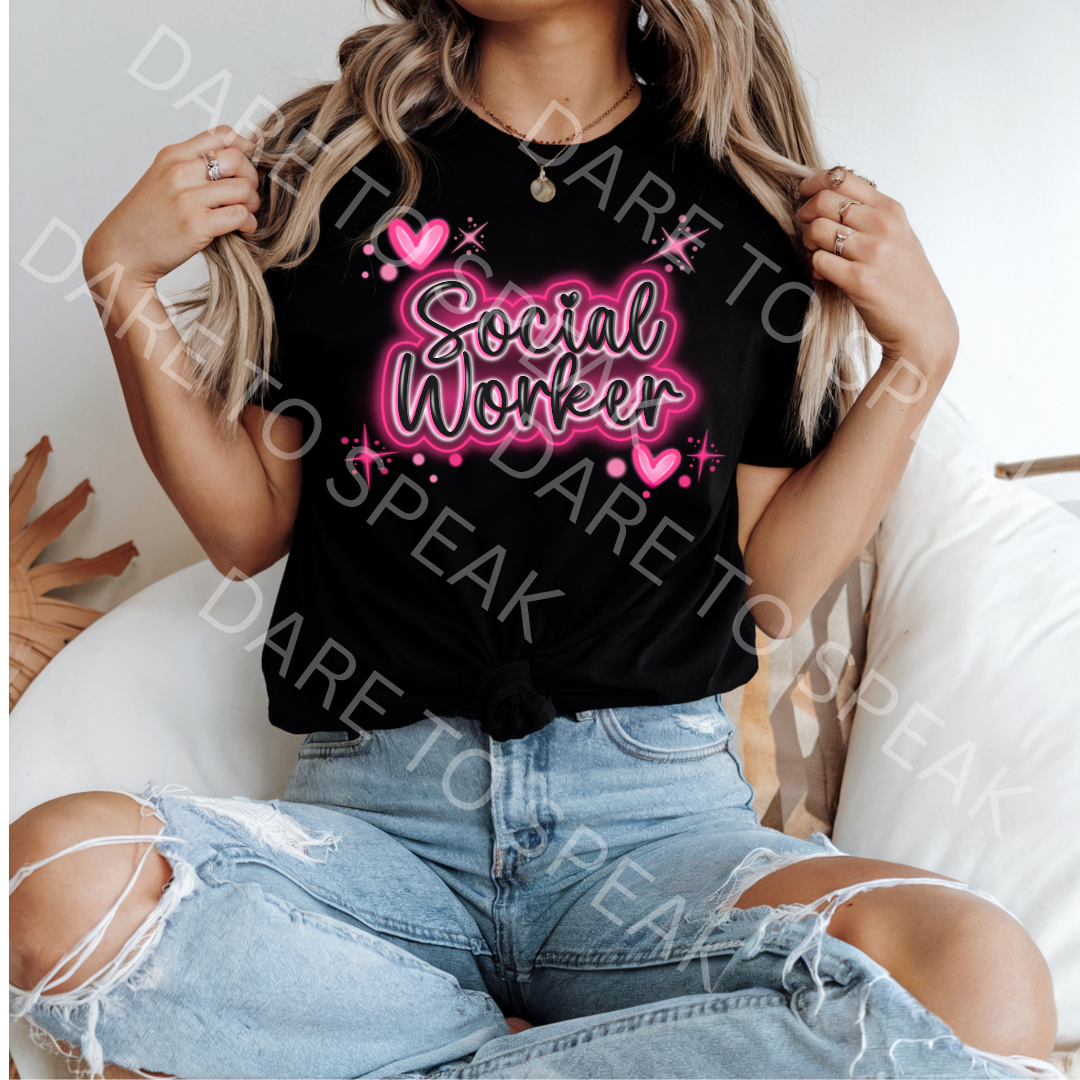 Social Worker Pink Neon T-shirt mockup