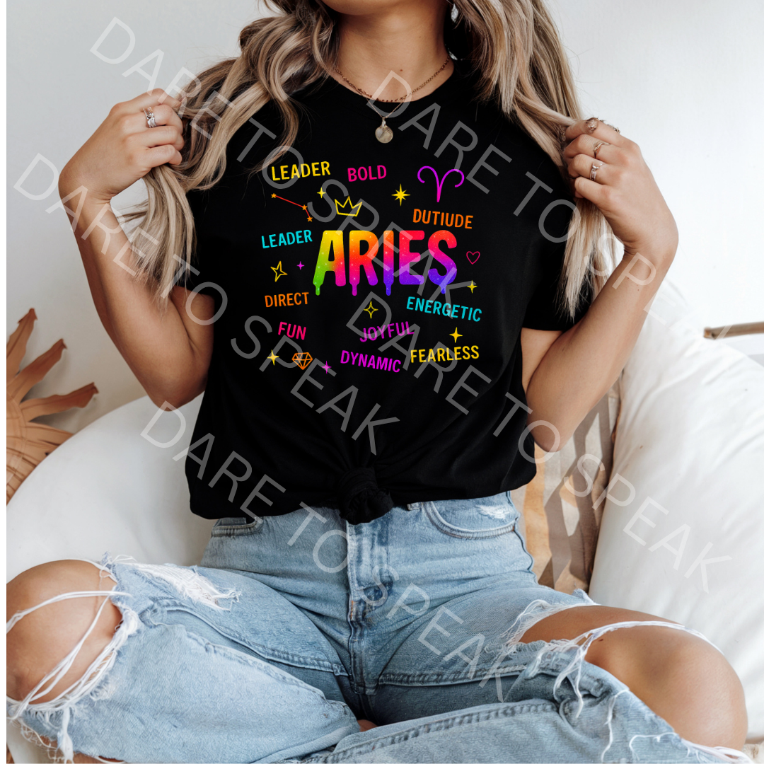 Aries Traits Neon T-shirt mockup