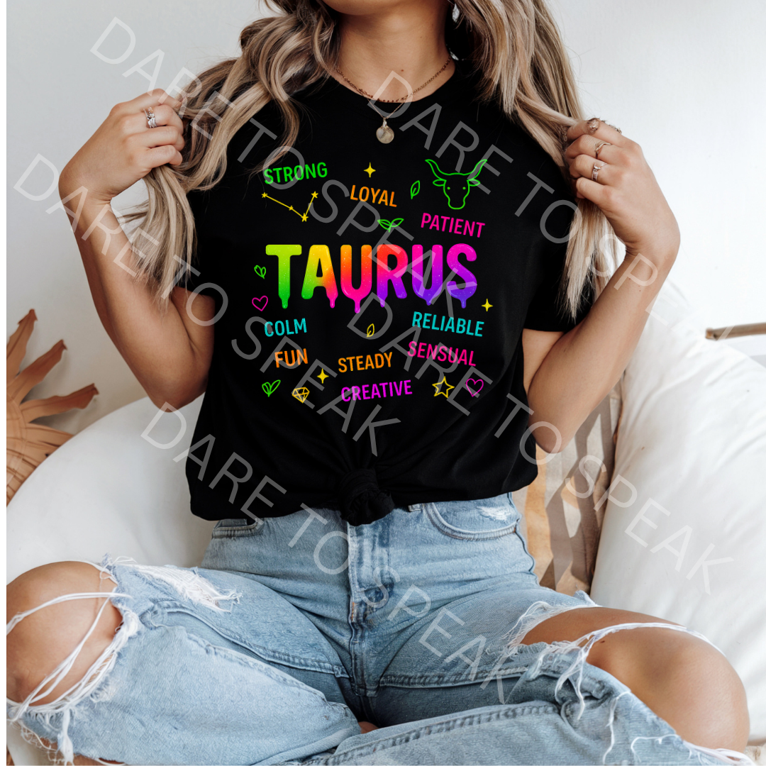 Taurus Traits Neon T-shirt mockup