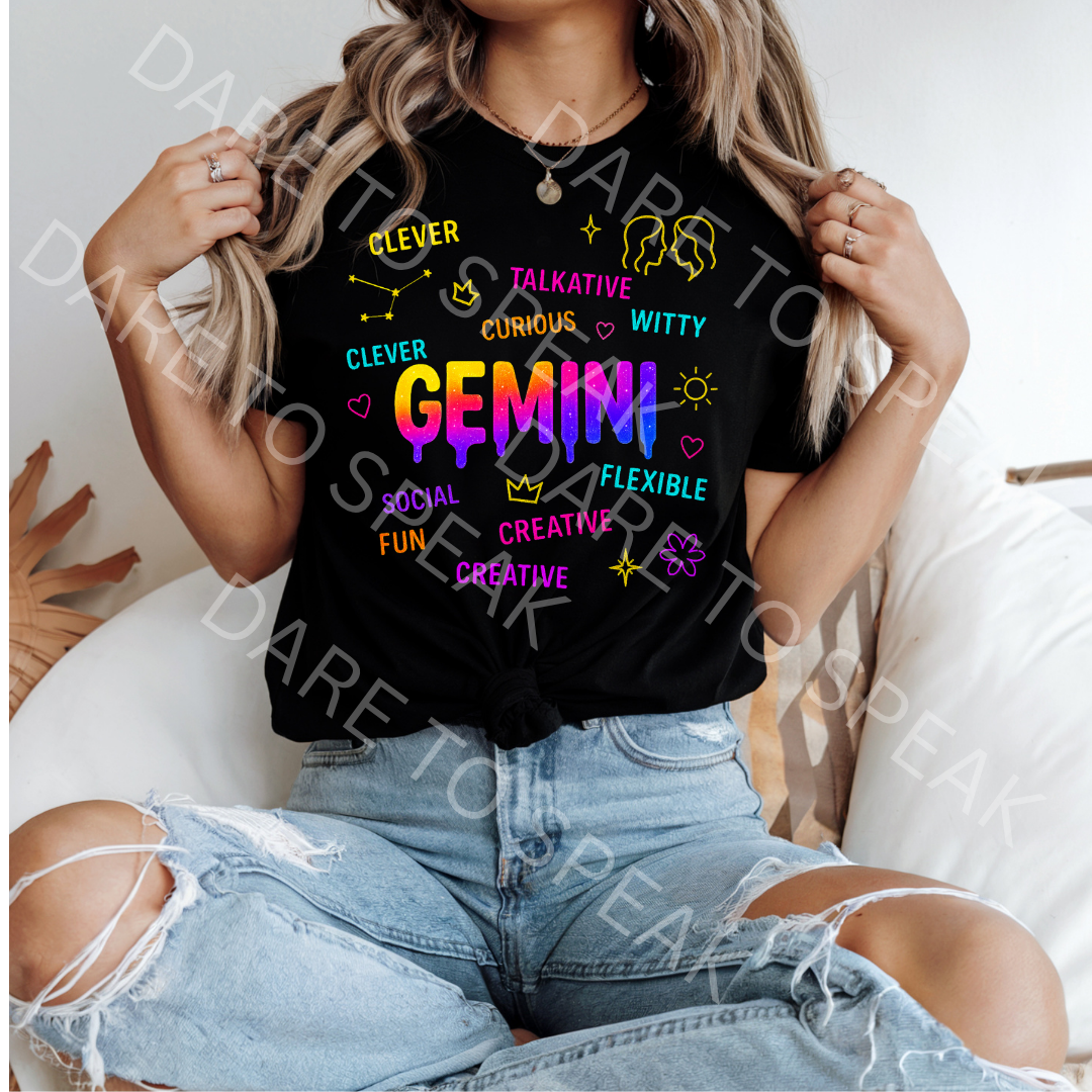 Gemini Traits Neon T-shirt mockup