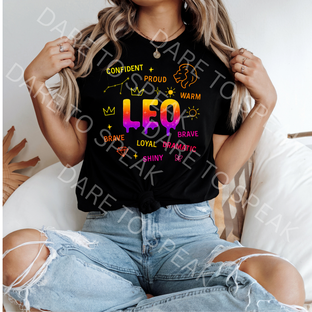 Leo Traits Neon T-shirt mockup