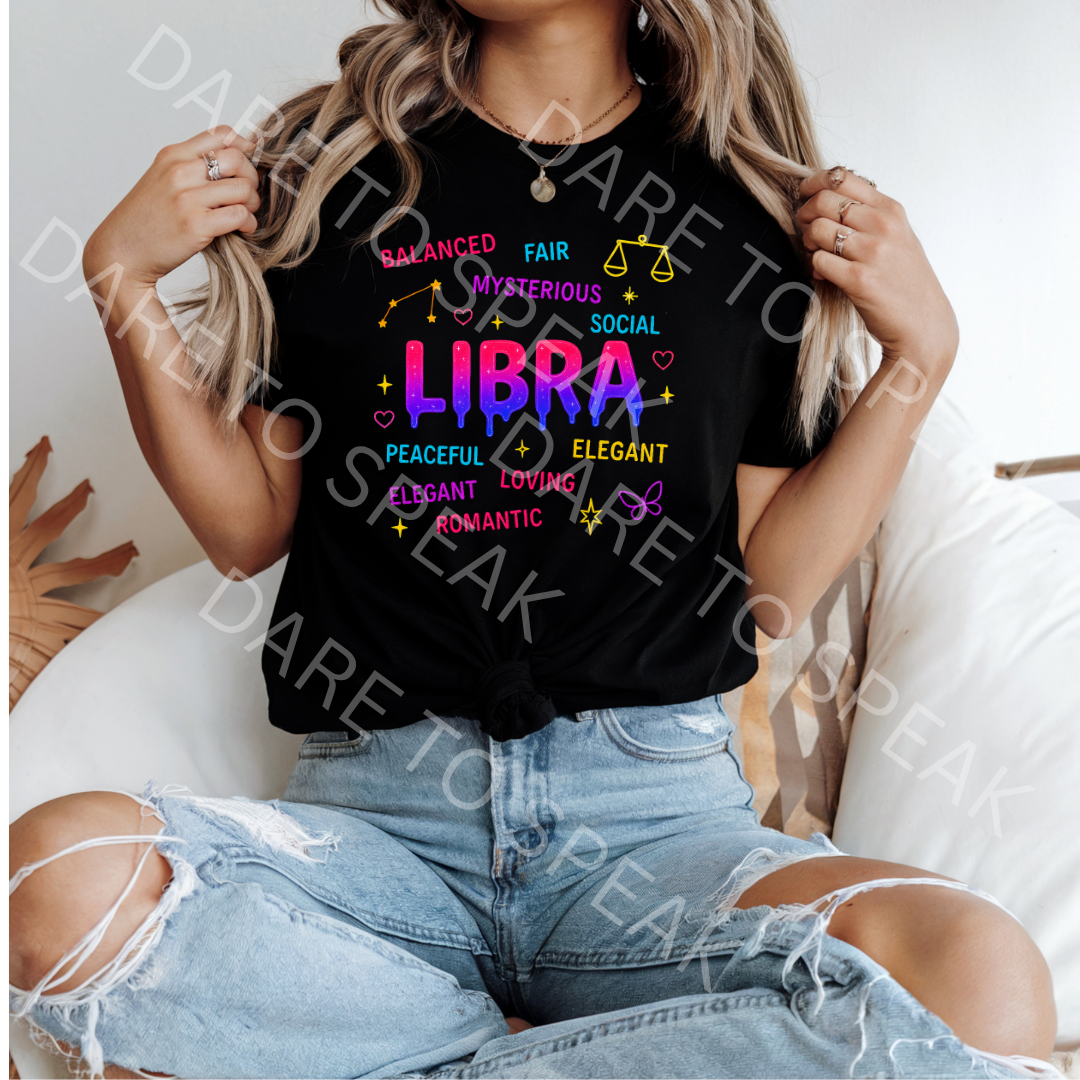 Libra Traits Neon T-shirt mockup