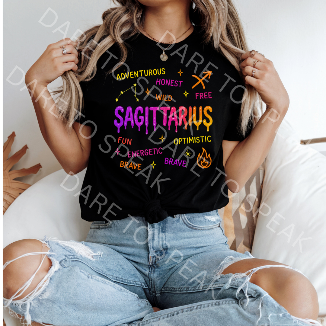 Sagittarius Traits Neon T-shirt mockup