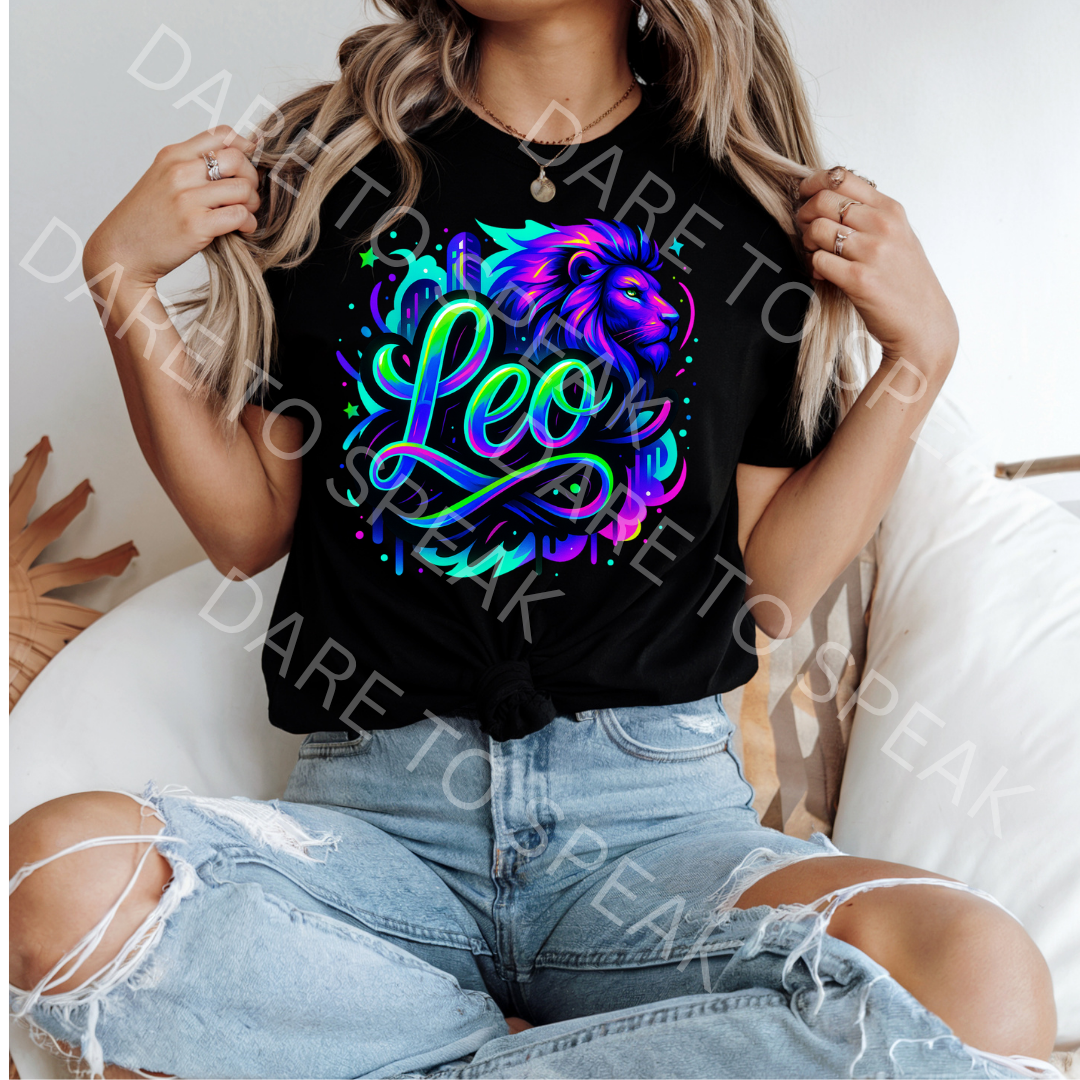 Leo Neon Script T-shirt mockup