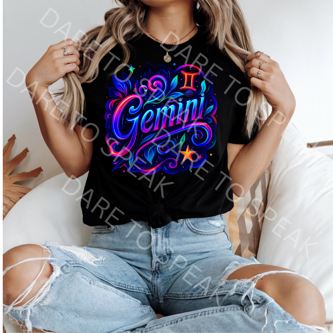 Gemini Neon Script T-shirt mockup