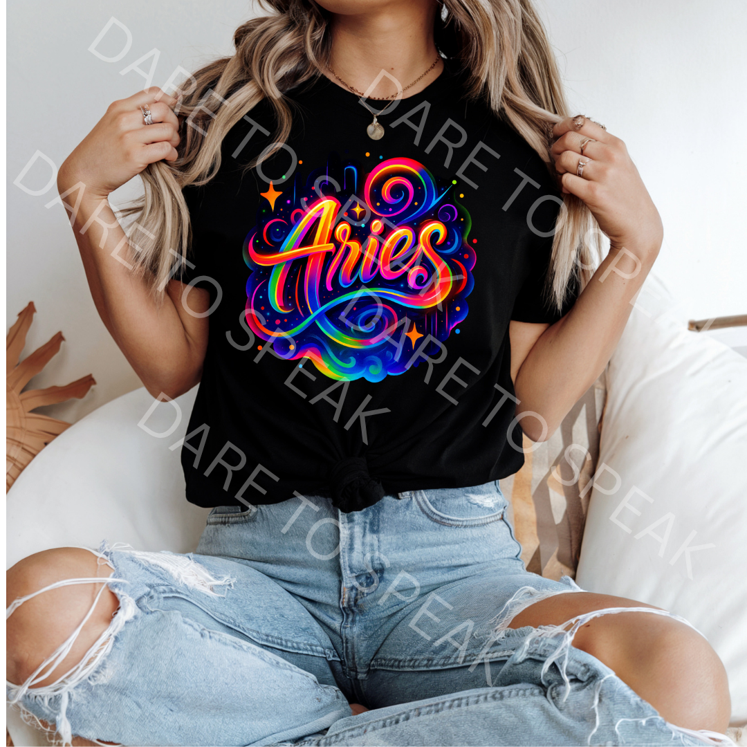 Aries Neon Script T-shirt mockup