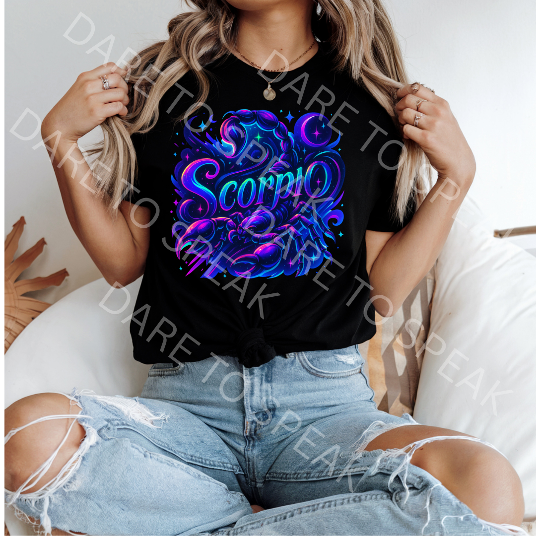 Scorpio Neon Script T-shirt mockup