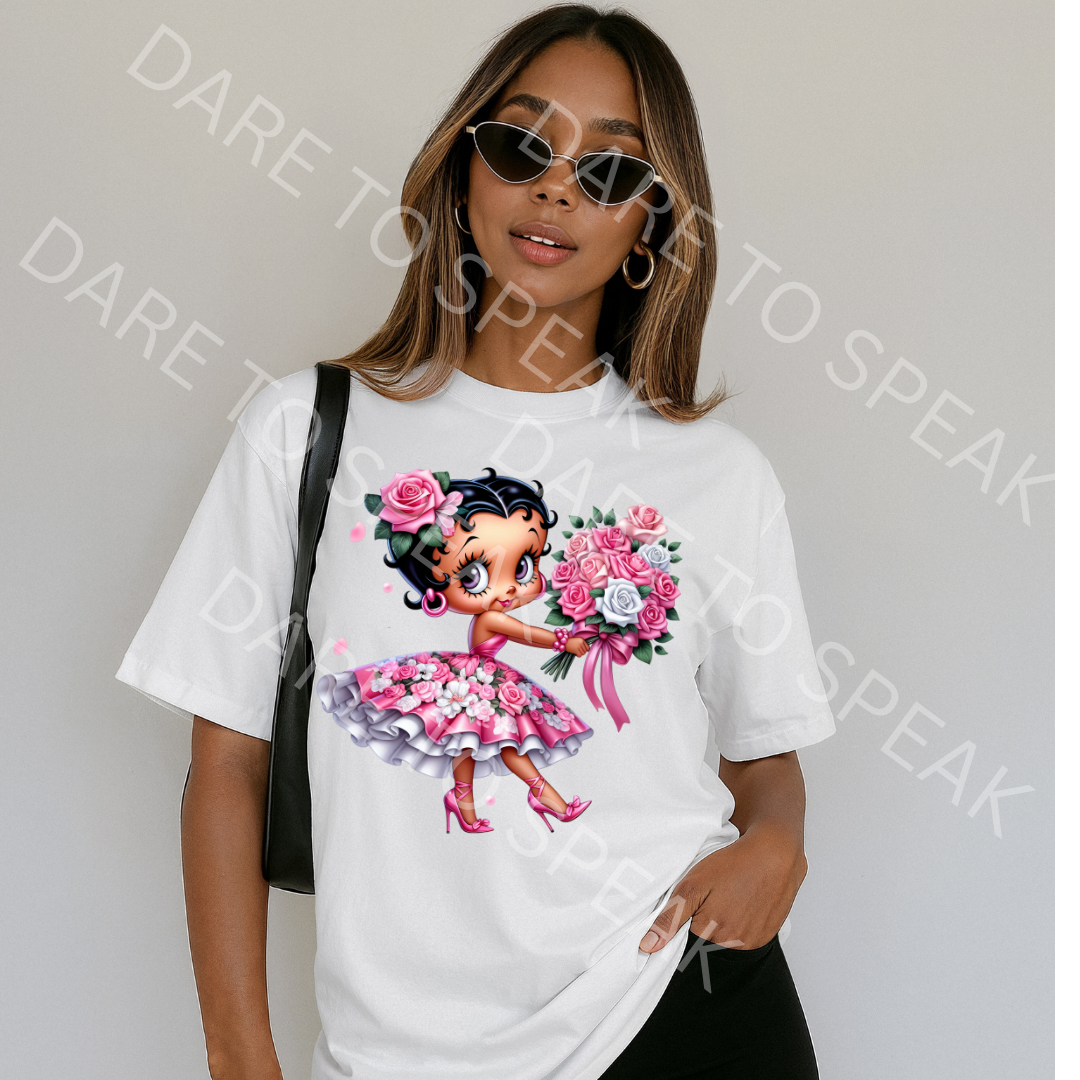 Betty Boop Pink Floral T-shirt mockup