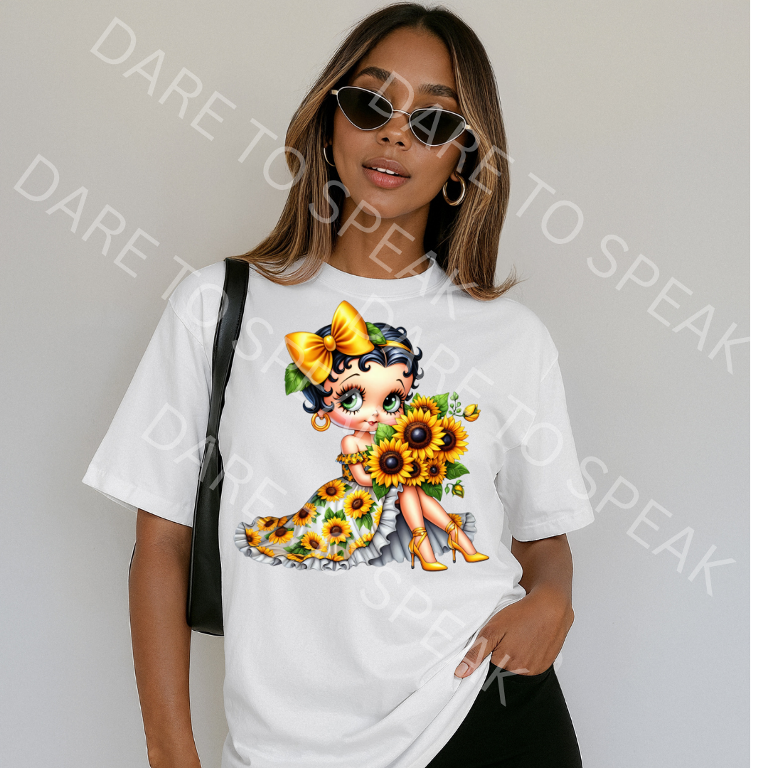 Betty Boop Sunflowers T-shirt mockup
