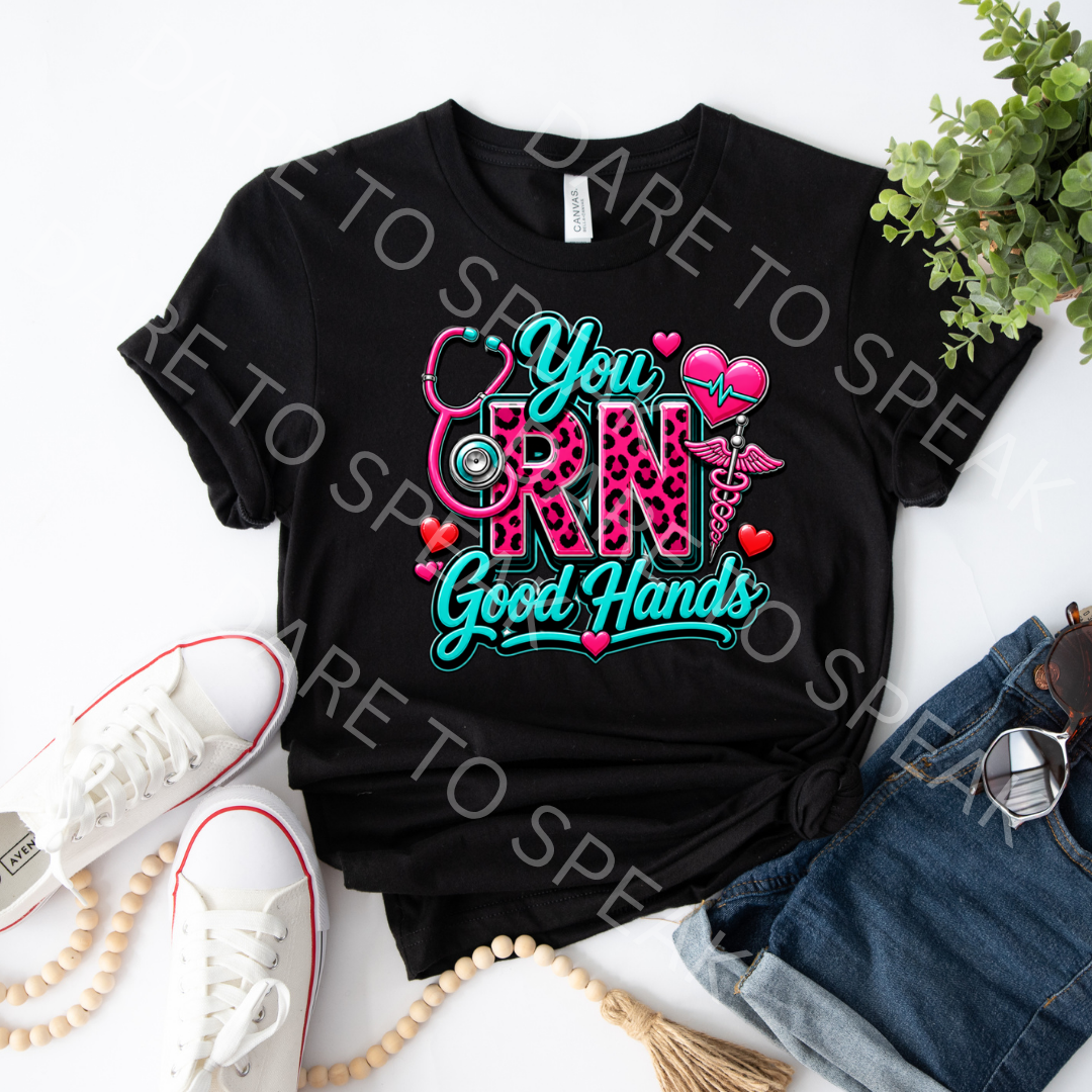 You RN Good Hands Teal T-shirt mockup