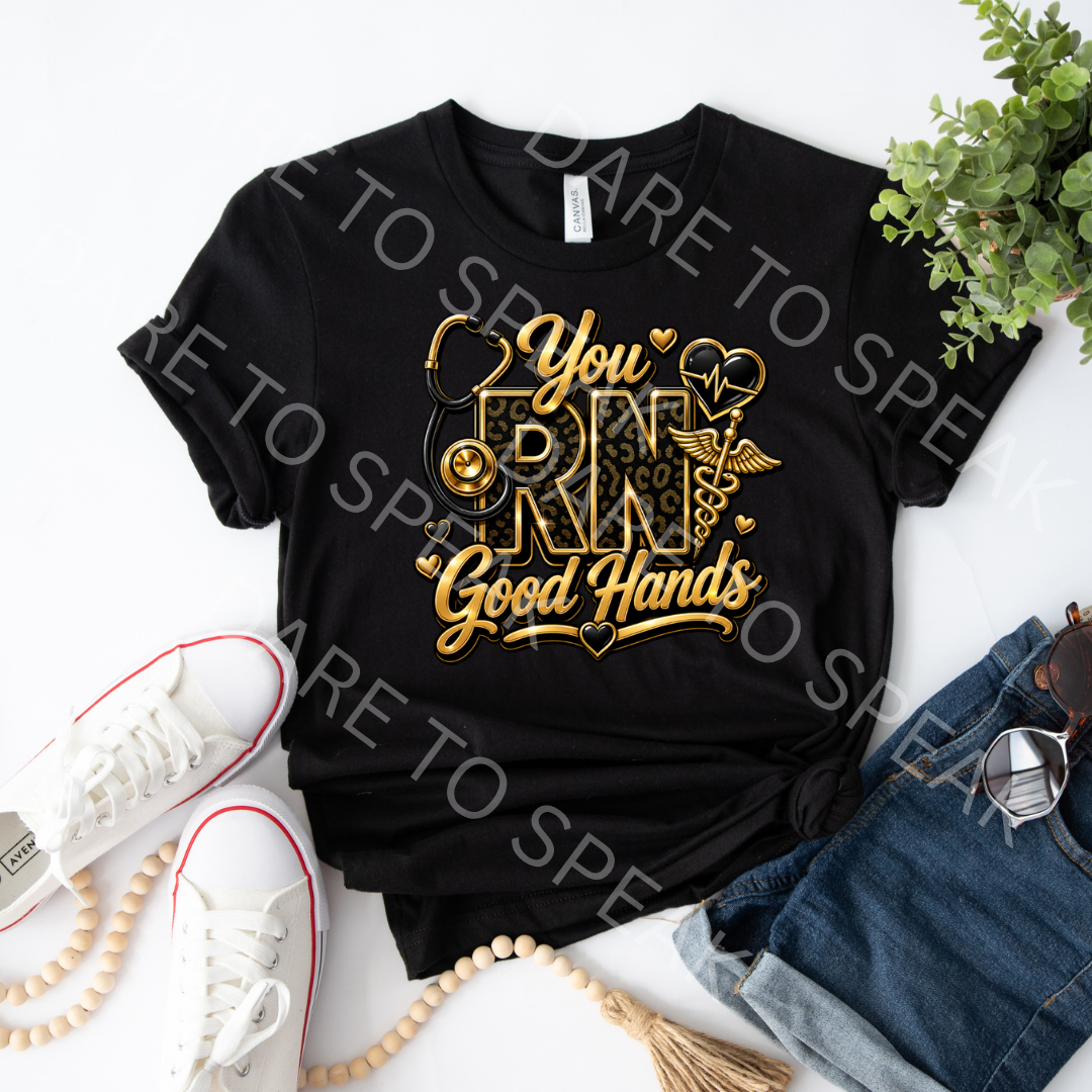 You RN Good Hands Gold T-shirt mockup