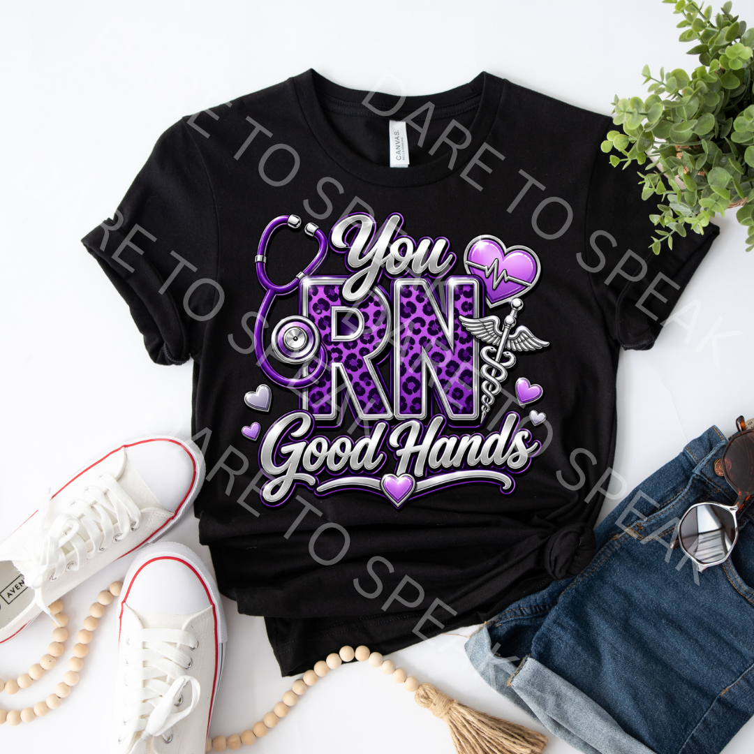You RN Good Hands Purple T-shirt mockup