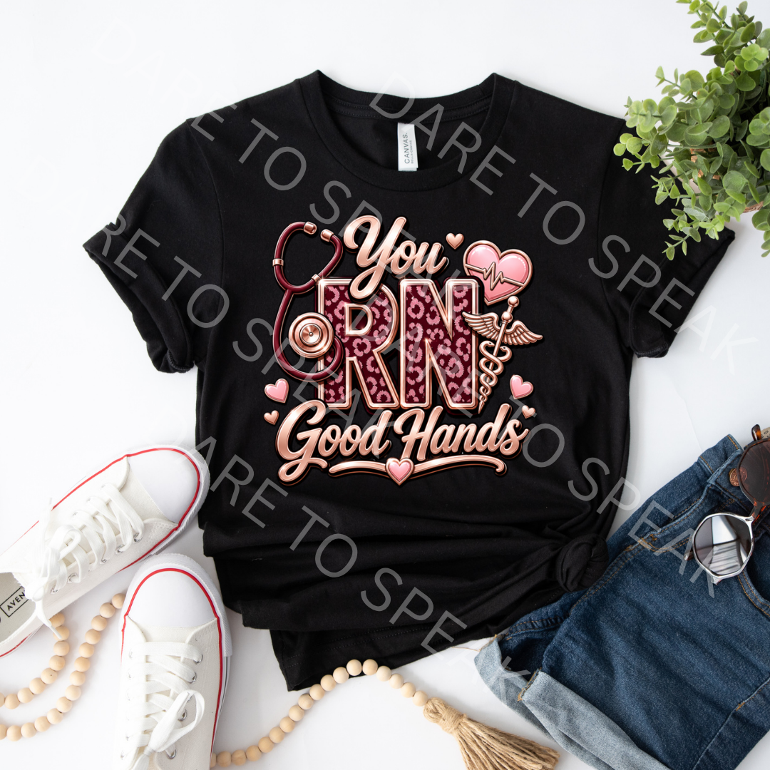 You RN Good Hands Red T-shirt mockup