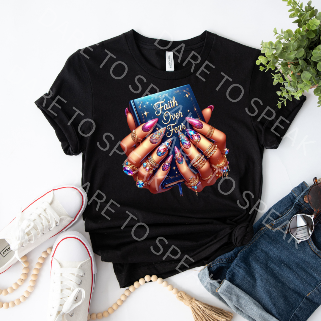 Faith Over Fear Nails T-shirt mockup