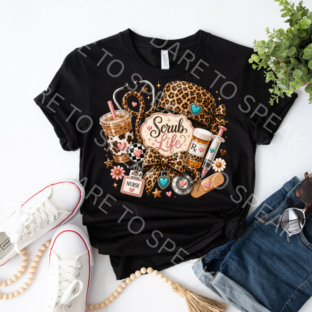 Scrub Life Leopard T-shirt mockup