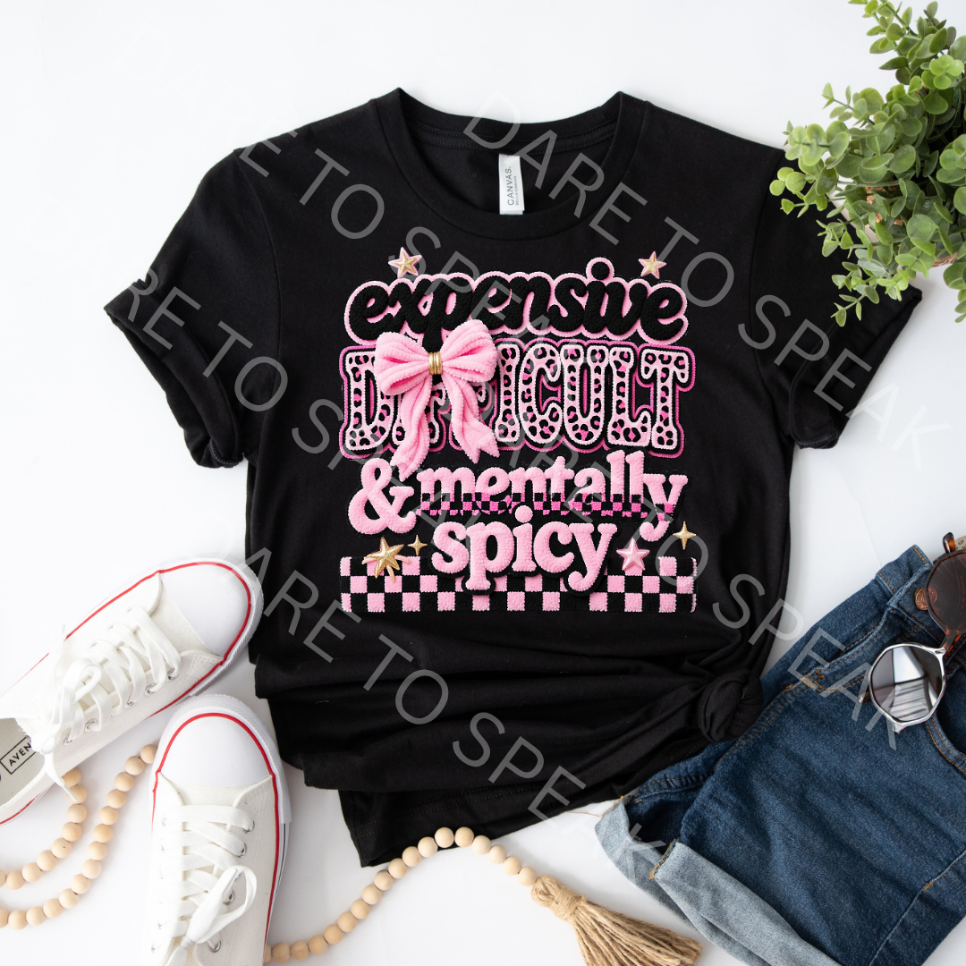 Expensive Difficult and Mentally Spicy T-shirt mockup