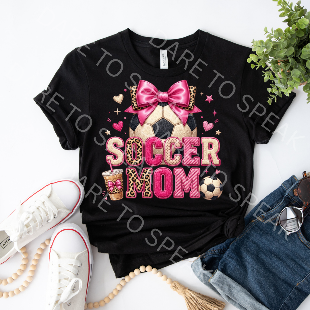 Soccer Mom Pink Bow T-shirt mockup