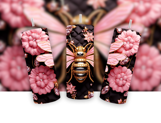 3D Bee (gold, black and pink)