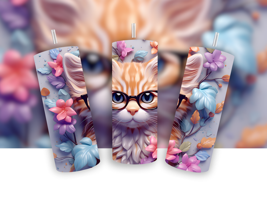 3D Cat with glasses