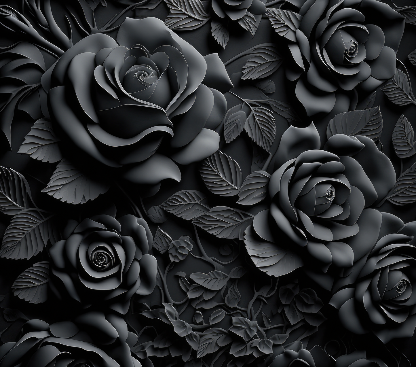 3D Black Roses