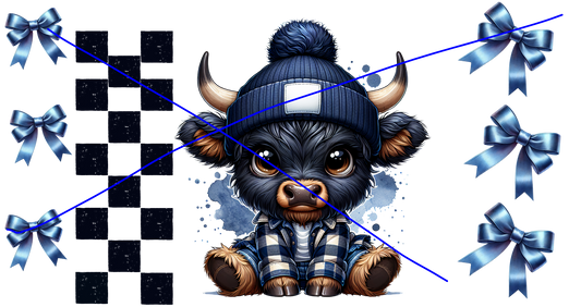 highland cow blue fannel