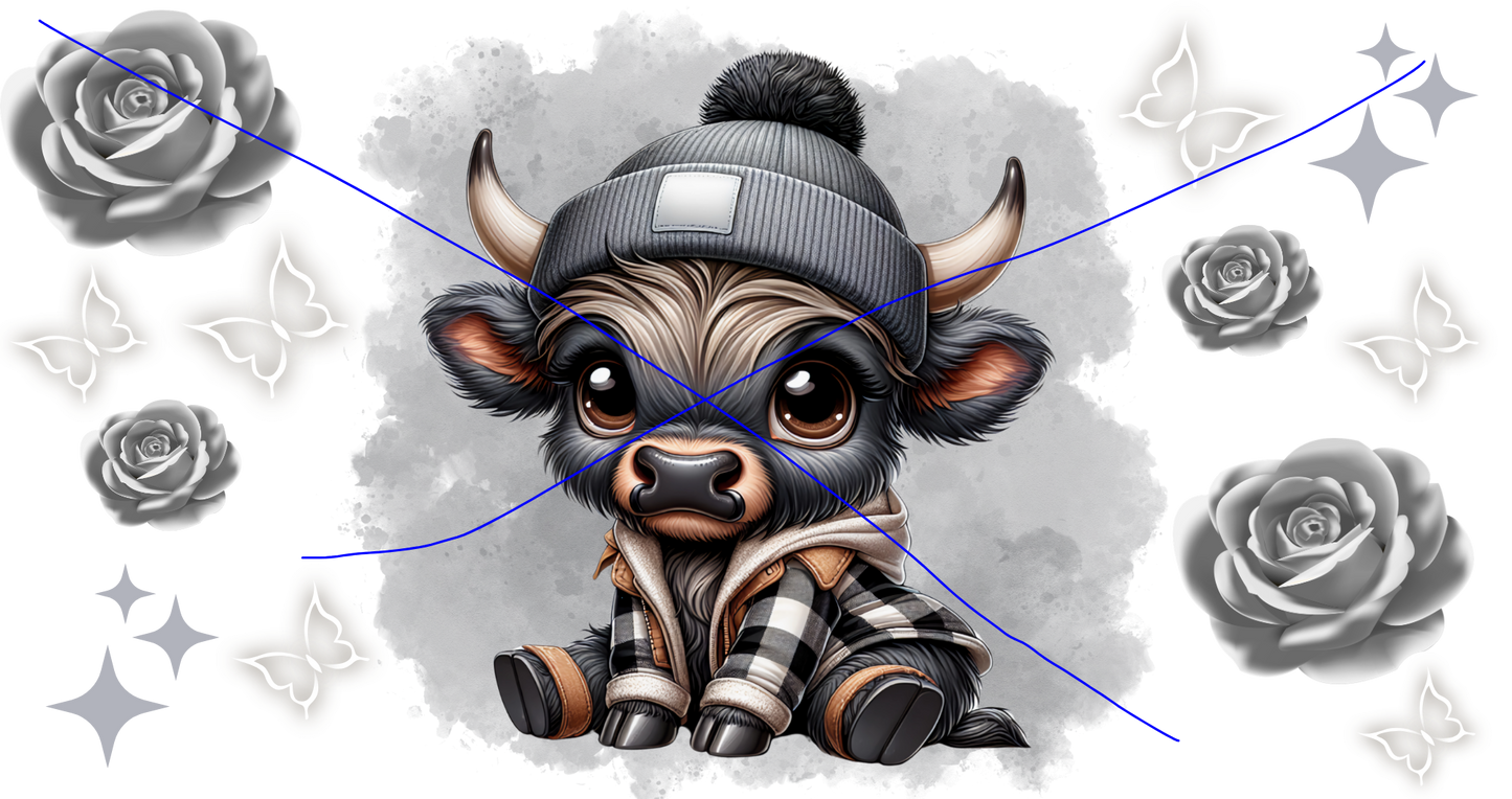 Highland Cow gray flannel