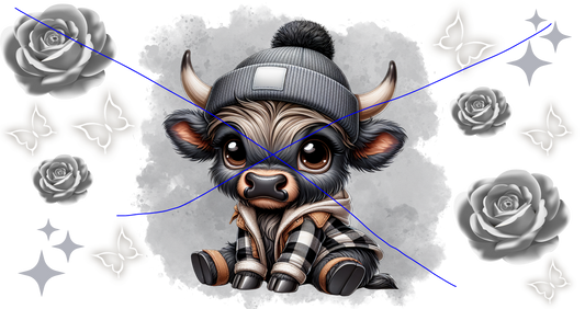 Highland Cow gray flannel