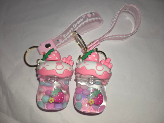 Pink Strawberry Keychains