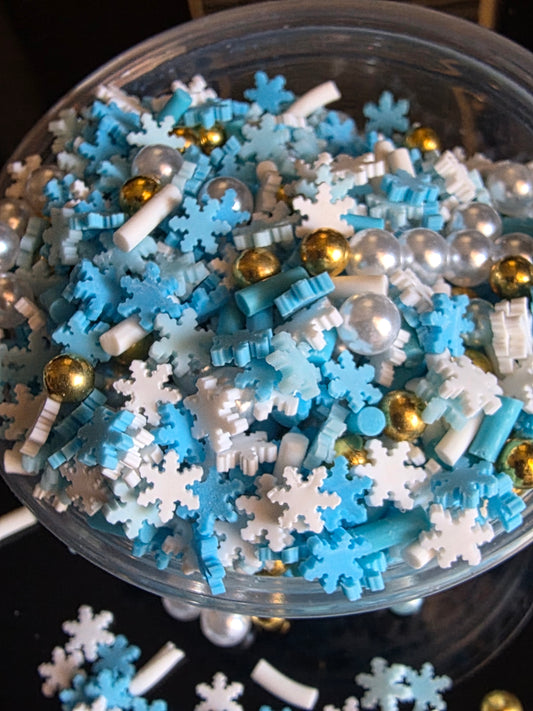 Snowflakes & gold pearls